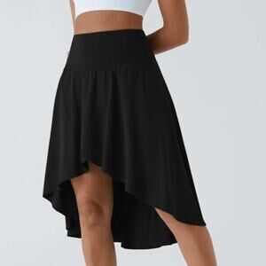 NWOT Halara Breezeful High Waisted High Low Ruffle 2-in-1 Dance Skirt Black